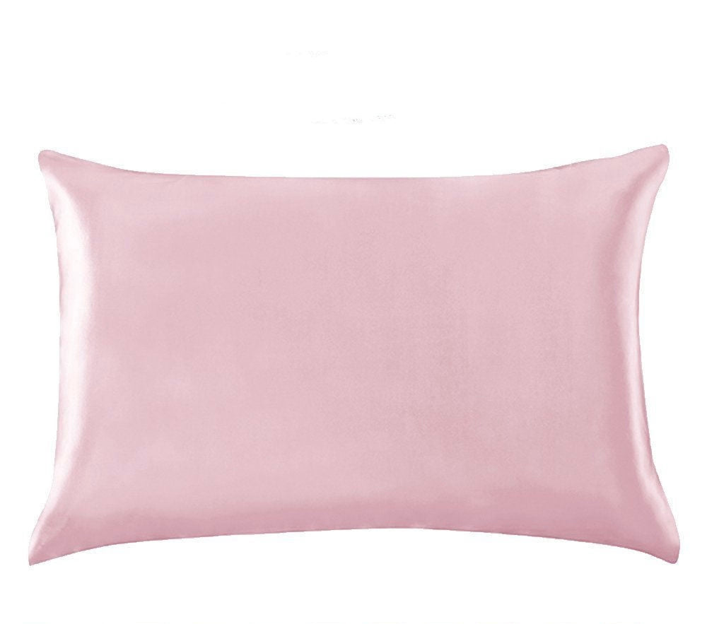 Taie d'oreiller satin rose poudré Mirlune