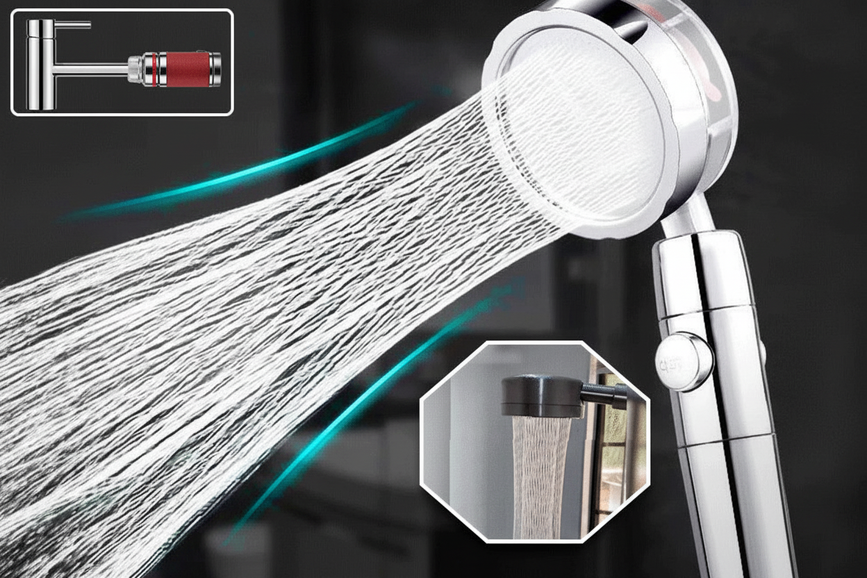 Pommeau de Douche Filtrant Haute Pression 5 Filtres Inclus