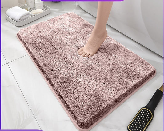 Tapis de bain moelleux rose poudré