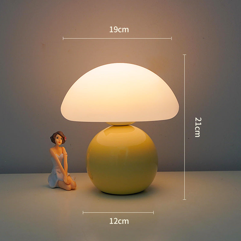 Lampe de chevet champignon céramique crème vanille