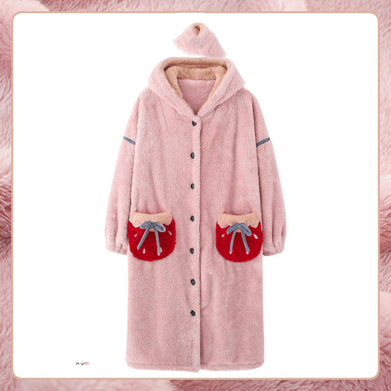 Peignoir polaire corail Cocon