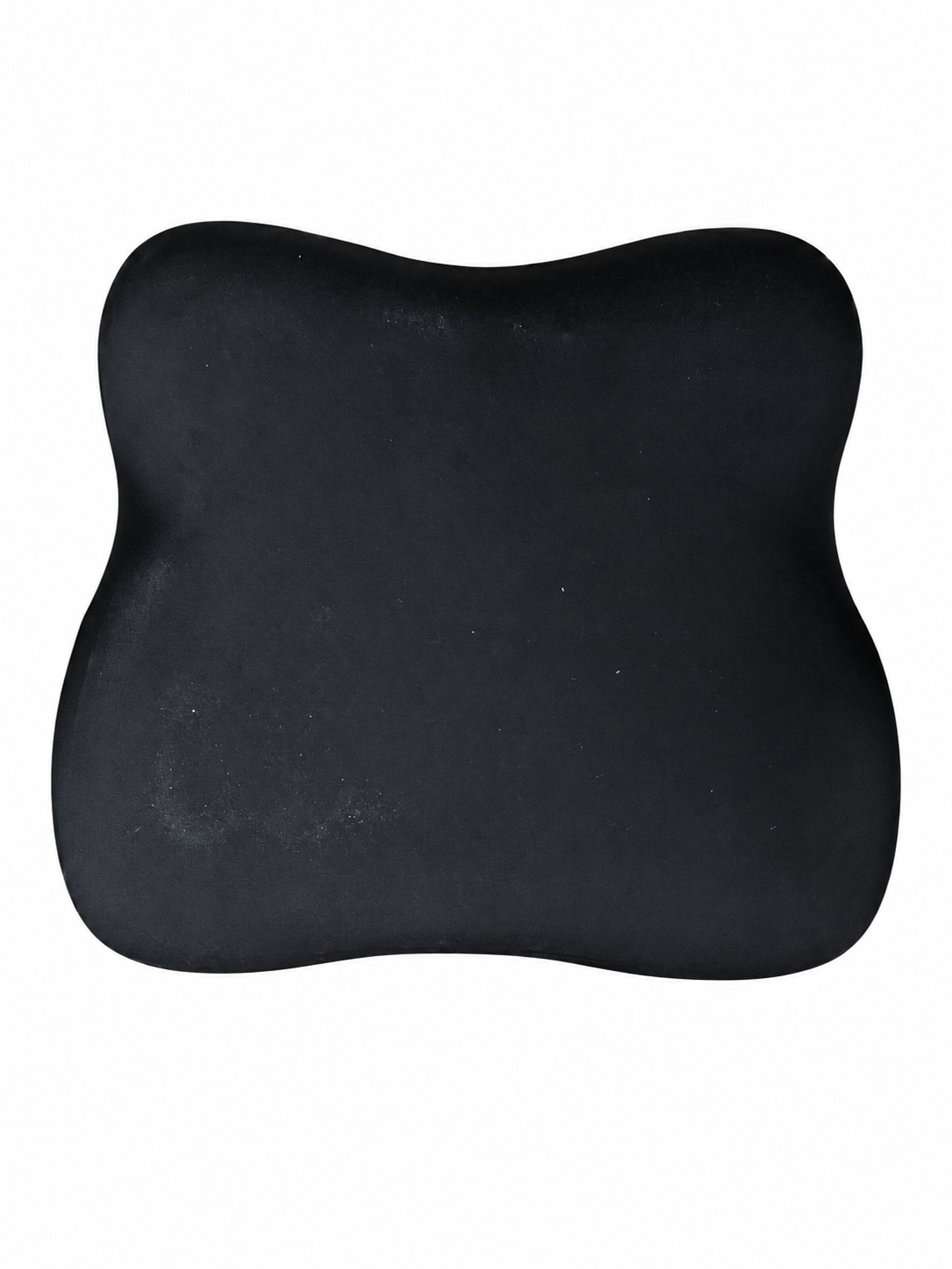 Coussin lombaire galbé en suédine noire, creux central pour la colonne