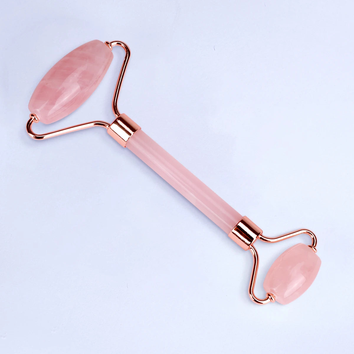 Rouleau Visage en Quartz Rose Véritable — Lisse, Décongestionne, Illumine