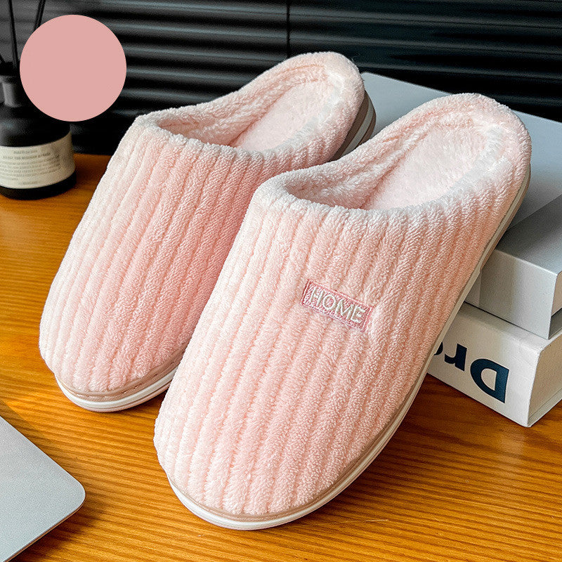 Chaussons peluche fermés rose poudré