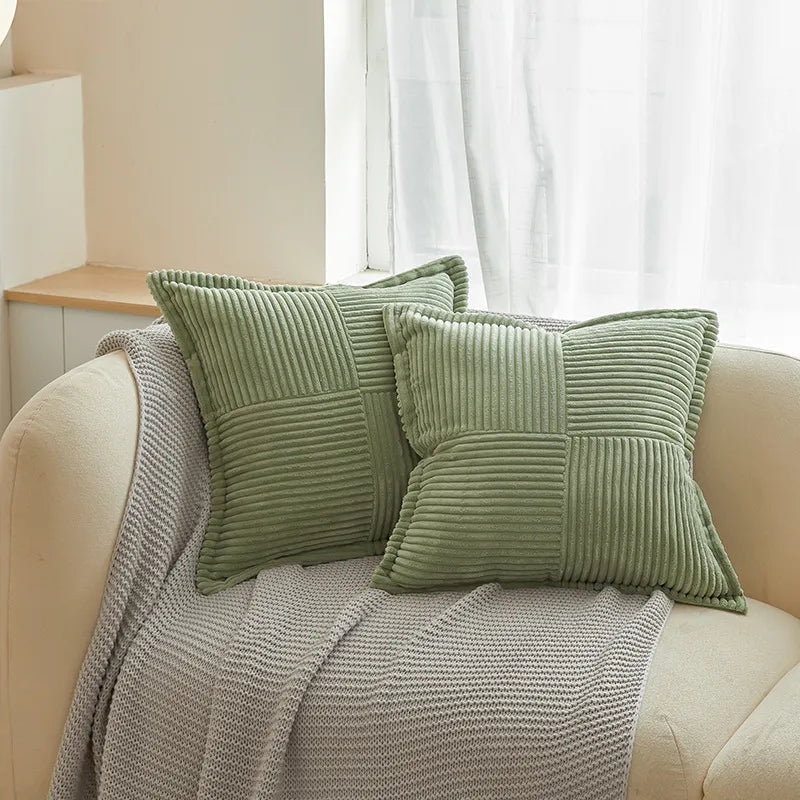 Housse de coussin en velours côtelé 45x45 cm vert sauge